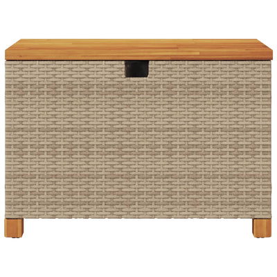 Gartentruhe Beige 80x40x48 cm Poly Rattan Akazienholz