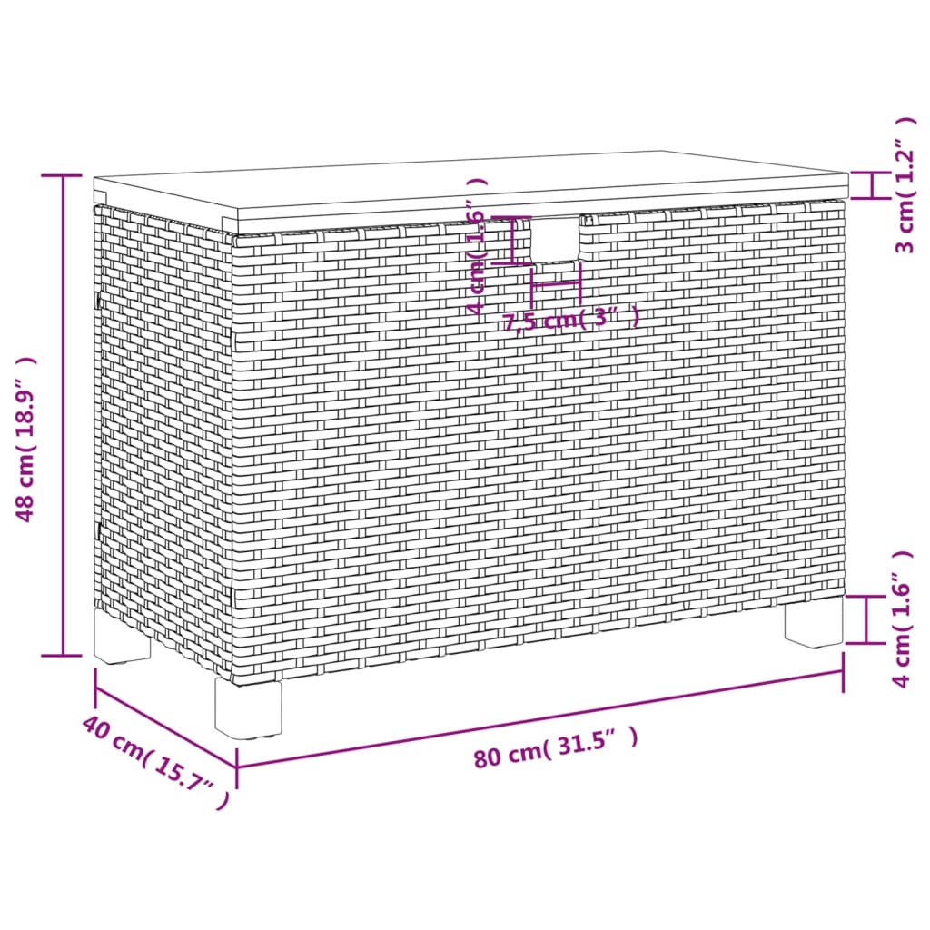 Gartentruhe Beige 80x40x48 cm Poly Rattan Akazienholz