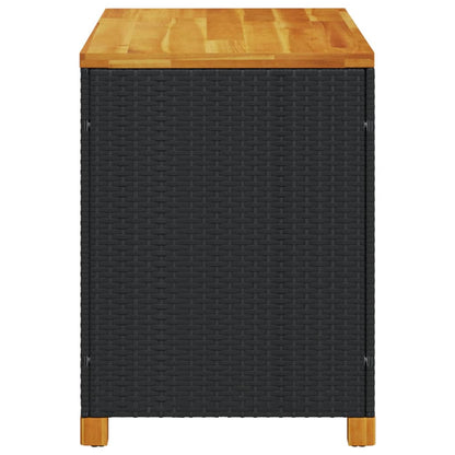 Gartentruhe Schwarz 110x55x63 cm Poly Rattan Akazienholz