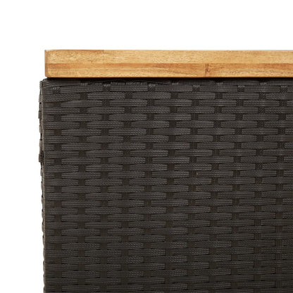 Gartentruhe Schwarz 110x55x63 cm Poly Rattan Akazienholz