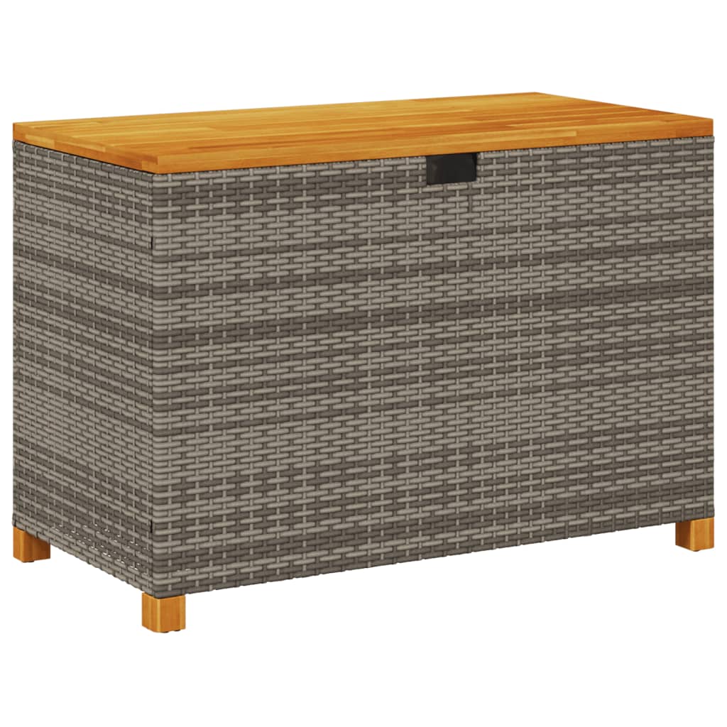 Gartentruhe Grau 110x55x63 cm Poly Rattan Akazienholz