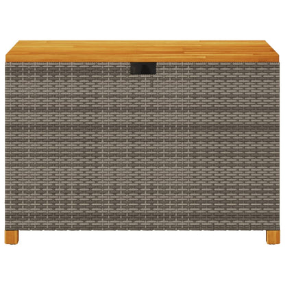 Gartentruhe Grau 110x55x63 cm Poly Rattan Akazienholz