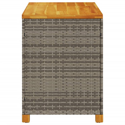 Gartentruhe Grau 110x55x63 cm Poly Rattan Akazienholz