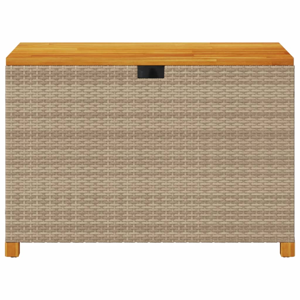 Gartentruhe Beige 110x55x63 cm Poly Rattan Akazienholz