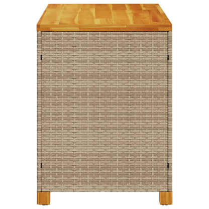 Gartentruhe Beige 110x55x63 cm Poly Rattan Akazienholz