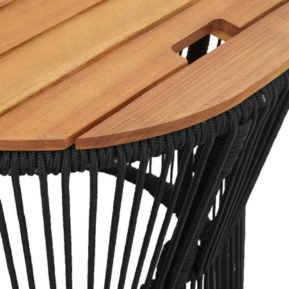 Garten-Beistelltische 2 Stk. mit Holzplatte Schwarz Poly Rattan