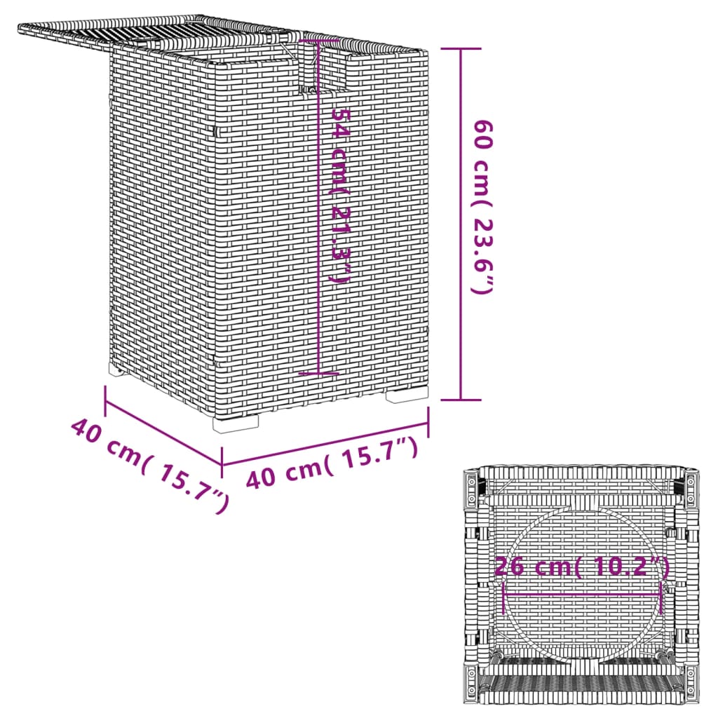 Propan-Tank-Verstecktisch Schwarz 40x40x60 cm Poly Rattan