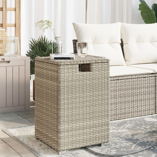 Propan-Tank-Verstecktisch Hellgrau 40x40x60 cm Poly Rattan