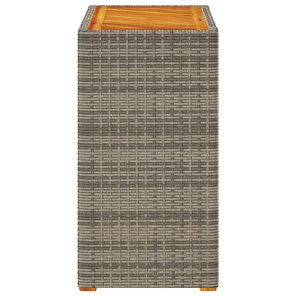 Garten-Beistelltisch mit Holzplatte Grau 60x40x75cm Poly Rattan