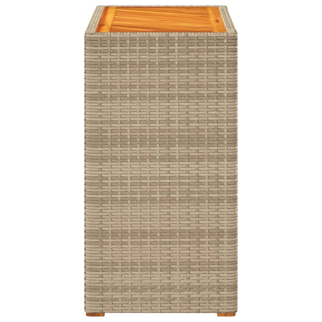 Garten-Beistelltisch mit Holzplatte Beige Poly Rattan