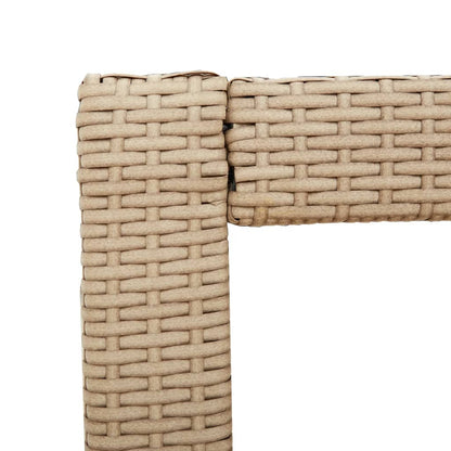 Garten-Beistelltisch mit Holzplatte Beige Poly Rattan