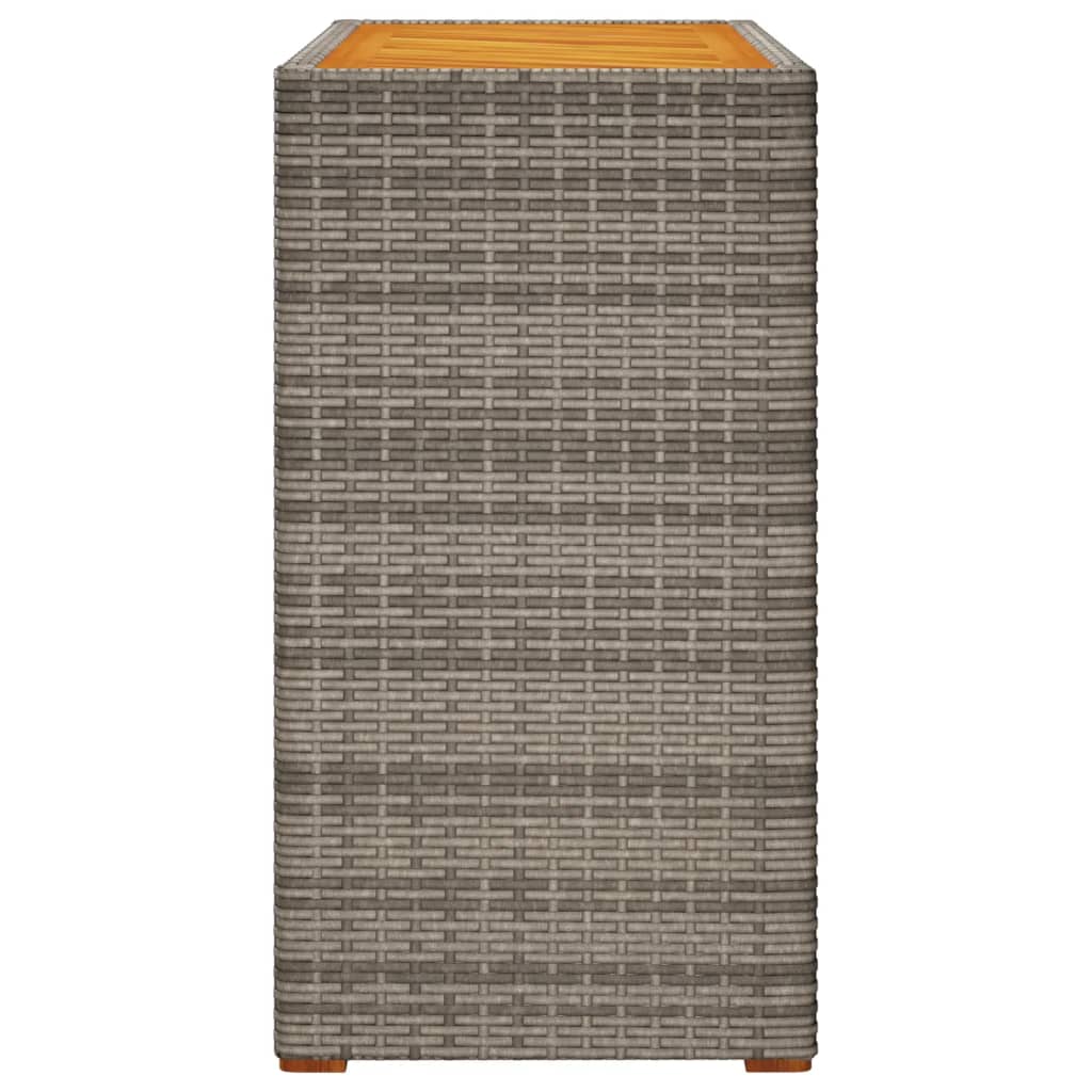 Garten-Beistelltisch mit Holzplatte Grau Poly Rattan