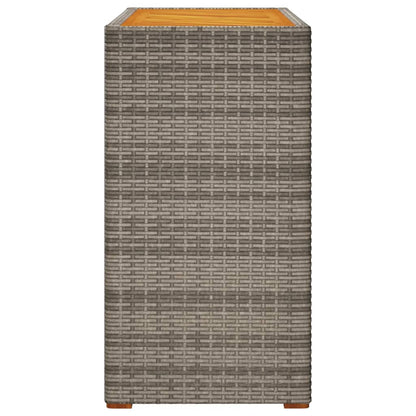 Garten-Beistelltisch mit Holzplatte Grau Poly Rattan