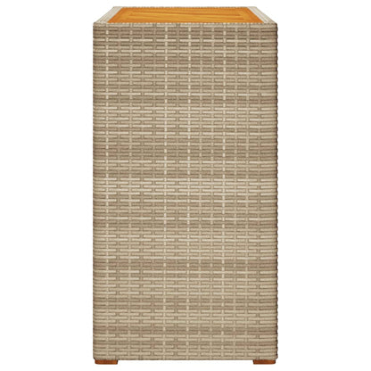 Garten-Beistelltisch mit Holzplatte Beige Poly Rattan