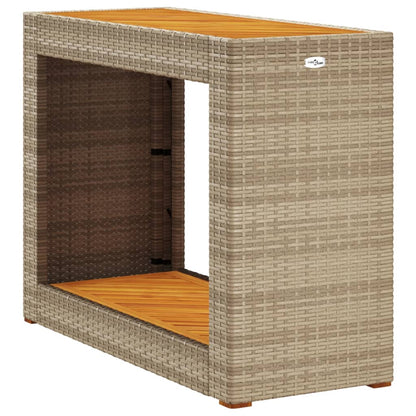 Garten-Beistelltisch mit Holzplatte Beige Poly Rattan