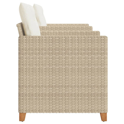 3-tlg. Bistro-Set mit Kissen Beige Poly Rattan Akazienholz