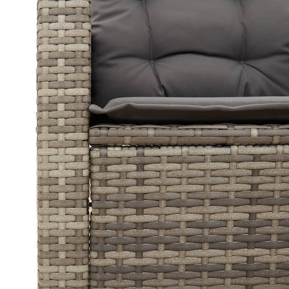 3-tlg. Bistro-Set mit Kissen Grau Poly Rattan Akazienholz