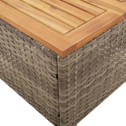 3-tlg. Bistro-Set mit Kissen Grau Poly Rattan Akazienholz