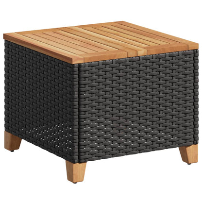 Gartentisch Schwarz 45x45x37 cm Poly Rattan Akazienholz