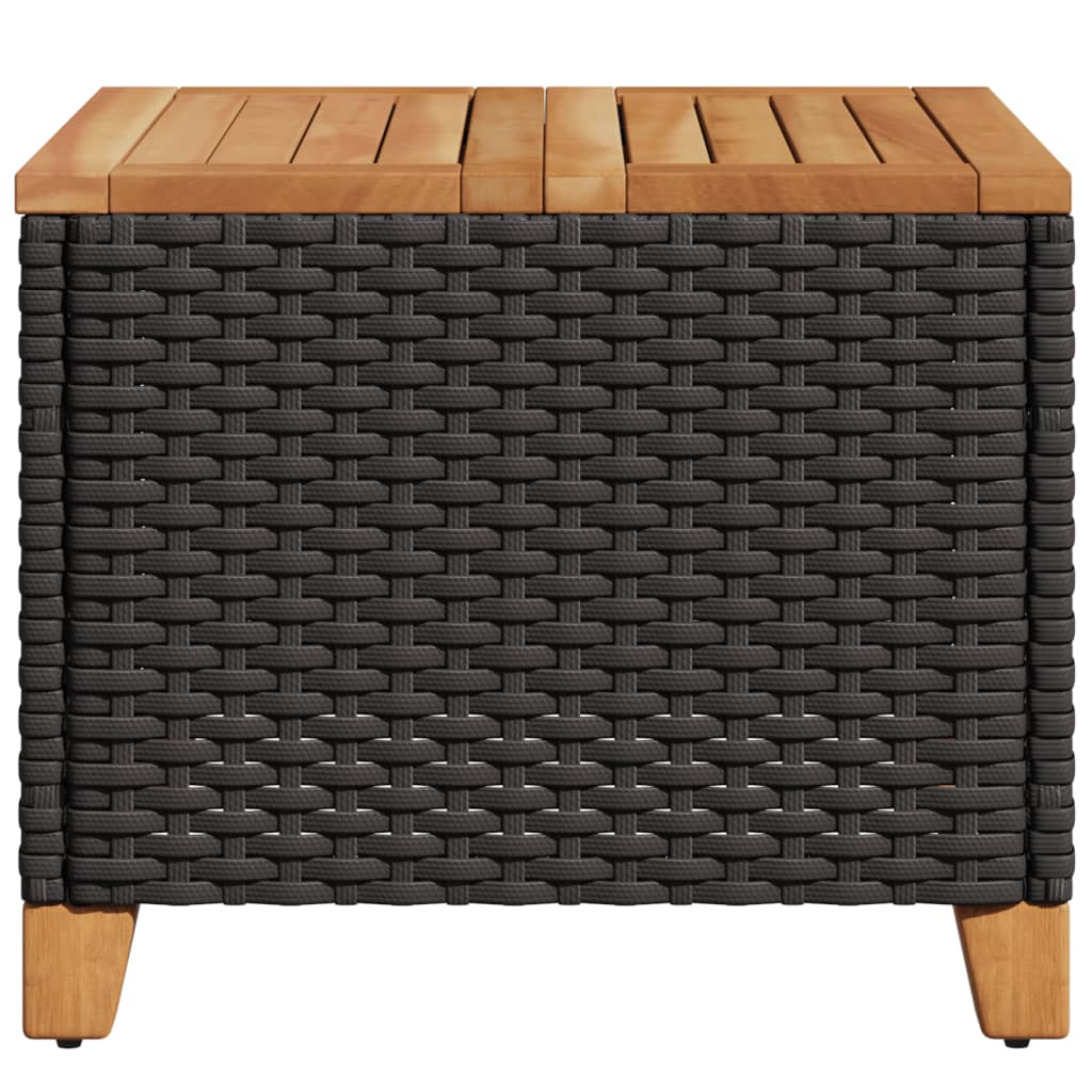 Gartentisch Schwarz 45x45x37 cm Poly Rattan Akazienholz