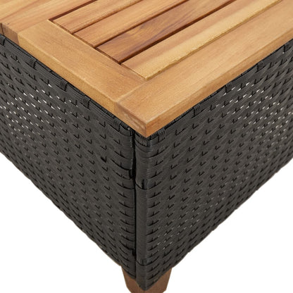 Gartentisch Schwarz 45x45x37 cm Poly Rattan Akazienholz