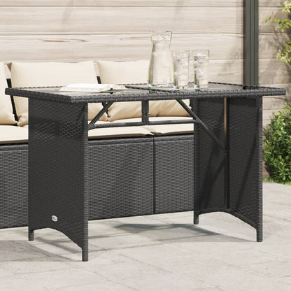 Gartentisch mit Glasplatte Schwarz 110x68x70 cm Poly Rattan