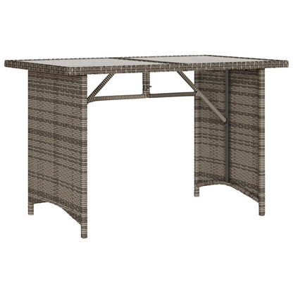 Gartentisch mit Glasplatte Grau 110x68x70 cm Poly Rattan