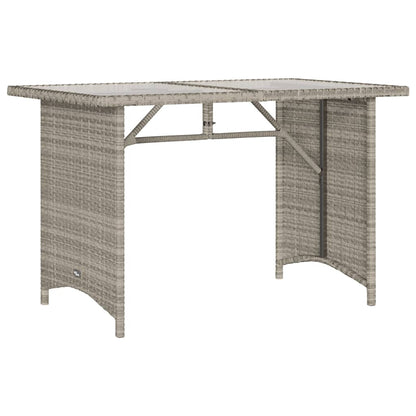 Gartentisch mit Glasplatte Hellgrau 110x68x70 cm Poly Rattan