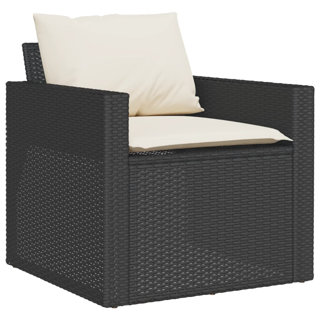 4-tlg. Garten-Sofagarnitur mit Kissen Schwarz Poly Rattan