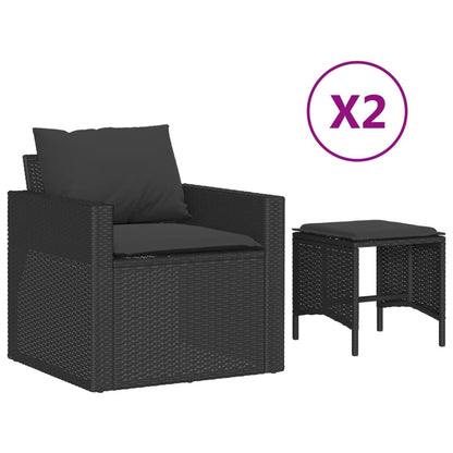 4-tlg. Garten-Sofagarnitur mit Kissen Schwarz Poly Rattan