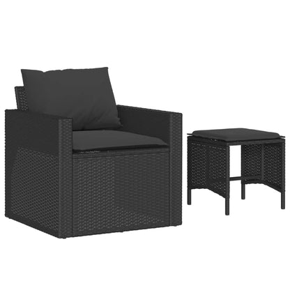 4-tlg. Garten-Sofagarnitur mit Kissen Schwarz Poly Rattan