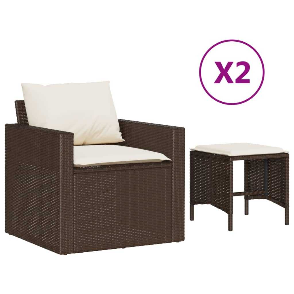 4-tlg. Garten-Sofagarnitur mit Kissen Braun Poly Rattan