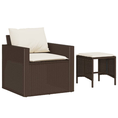 4-tlg. Garten-Sofagarnitur mit Kissen Braun Poly Rattan