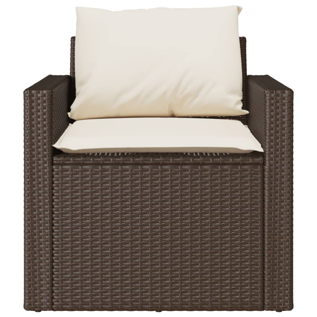 4-tlg. Garten-Sofagarnitur mit Kissen Braun Poly Rattan