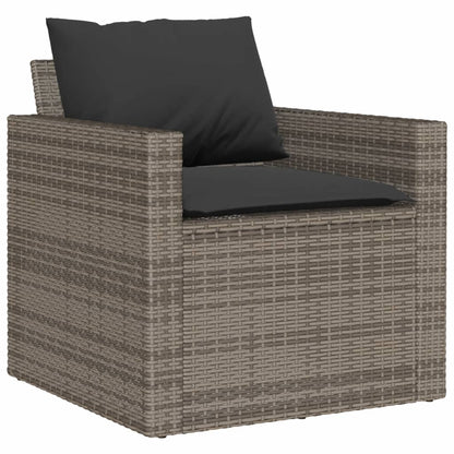 4-tlg. Garten-Sofagarnitur mit Kissen Grau Poly Rattan