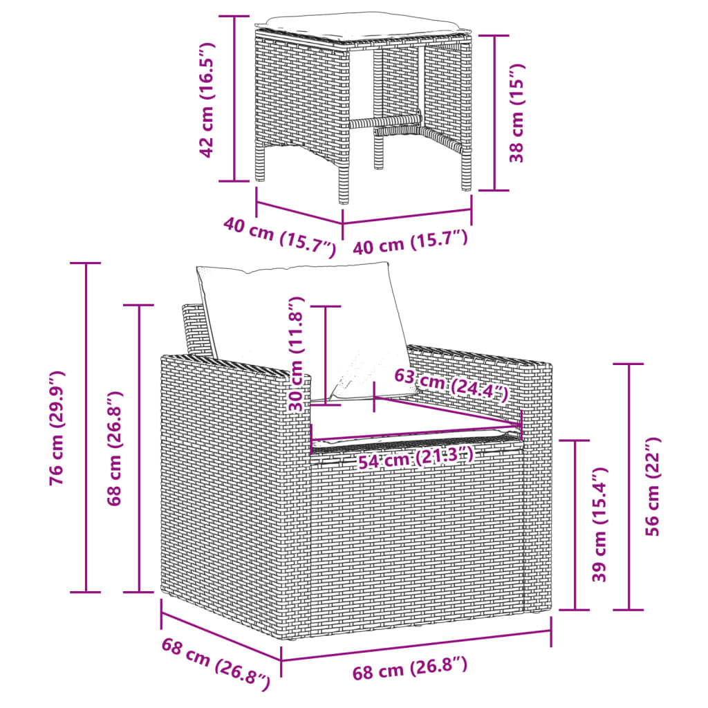 4-tlg. Garten-Sofagarnitur mit Kissen Grau Poly Rattan