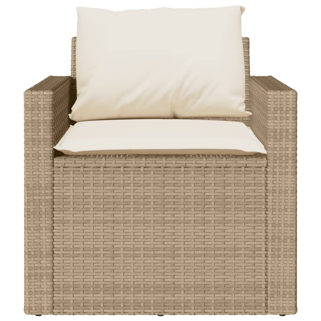 4-tlg. Garten-Sofagarnitur mit Kissen Beige Poly Rattan