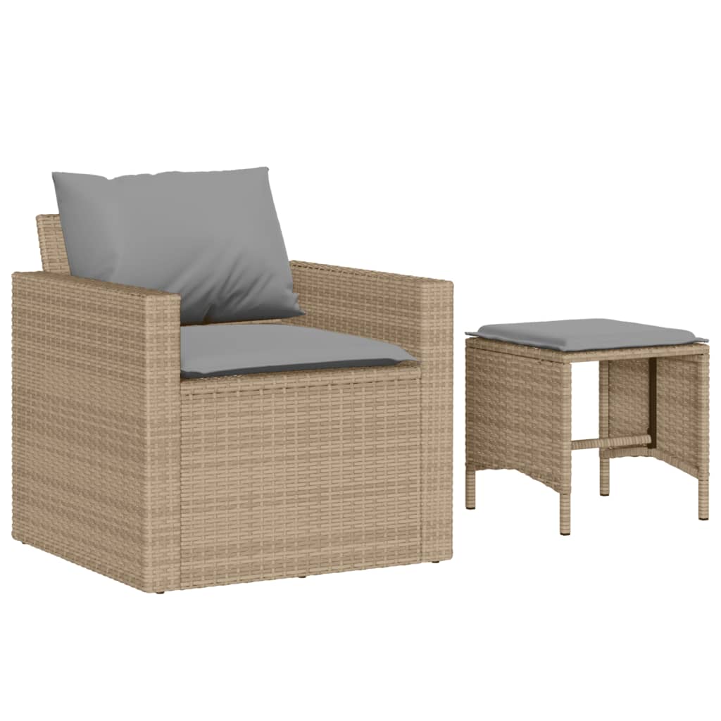 4-tlg. Garten-Sofagarnitur mit Kissen Beige Poly Rattan