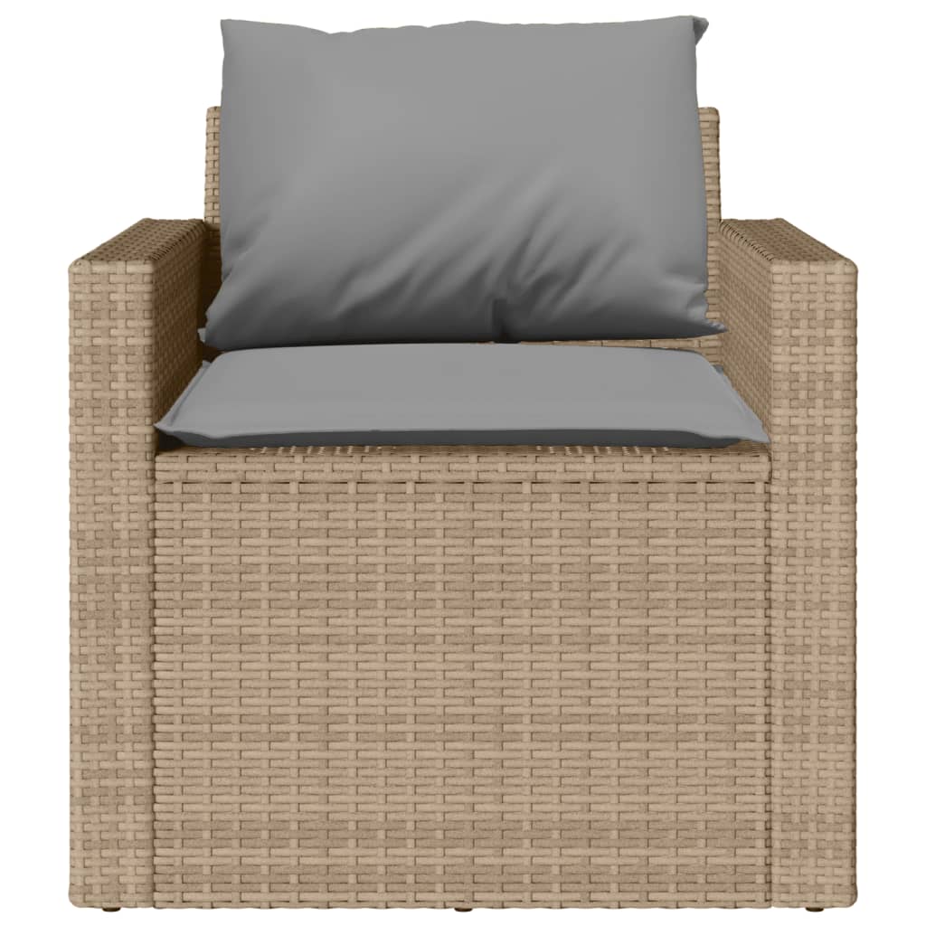 4-tlg. Garten-Sofagarnitur mit Kissen Beige Poly Rattan