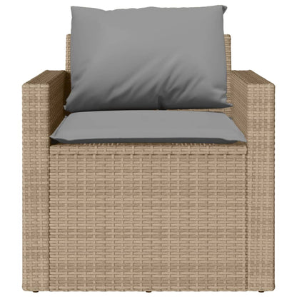 4-tlg. Garten-Sofagarnitur mit Kissen Beige Poly Rattan