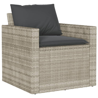 4-tlg. Garten-Sofagarnitur mit Kissen Hellgrau Poly Rattan