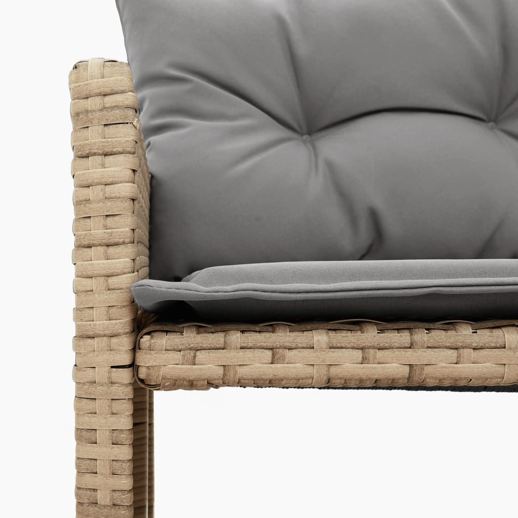 Gartensofa in L-Form mit Tisch und Kissen Beige Poly Rattan