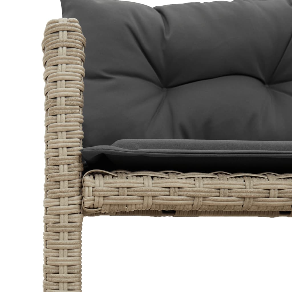 Gartensofa in L-Form mit Tisch und Kissen Hellgrau Poly Rattan