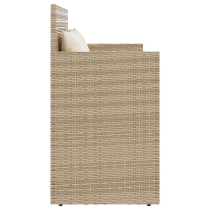 Gartenbank mit Kissen Beige Poly Rattan