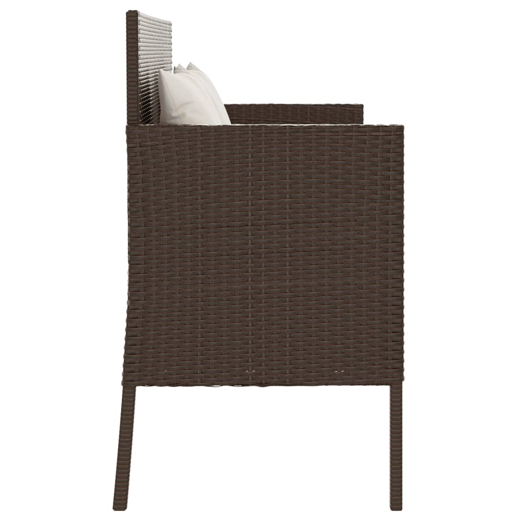 Gartenbank mit Kissen Braun Poly Rattan