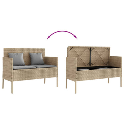 Gartenbank mit Kissen Beige Poly Rattan