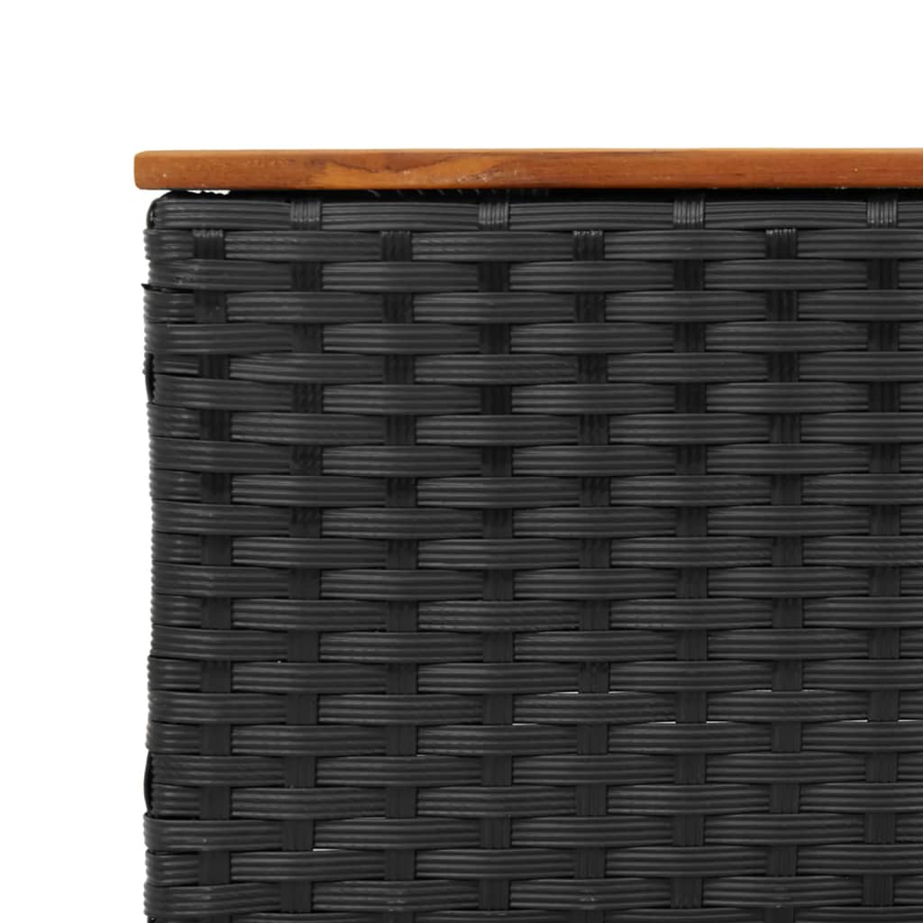 3-tlg. Garten-Sofagarnitur mit Kissen Schwarz Poly Rattan