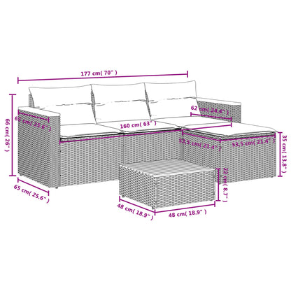 3-tlg. Garten-Sofagarnitur mit Kissen Schwarz Poly Rattan