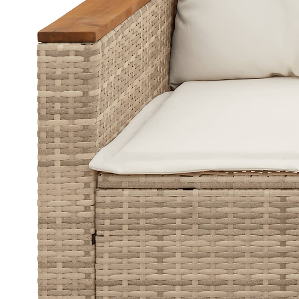 3-tlg. Garten-Sofagarnitur mit Kissen Beige Poly Rattan