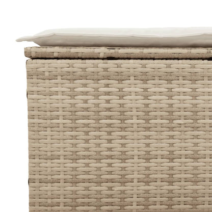 Gartensofa mit Kissen 3-Sitzer Beige Poly Rattan